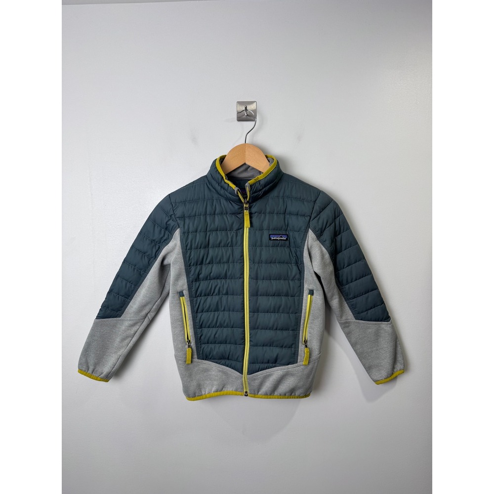 Patagonia Kids Gray Blue Down Hybrid Puffer Jacket 68325 Small 7-8